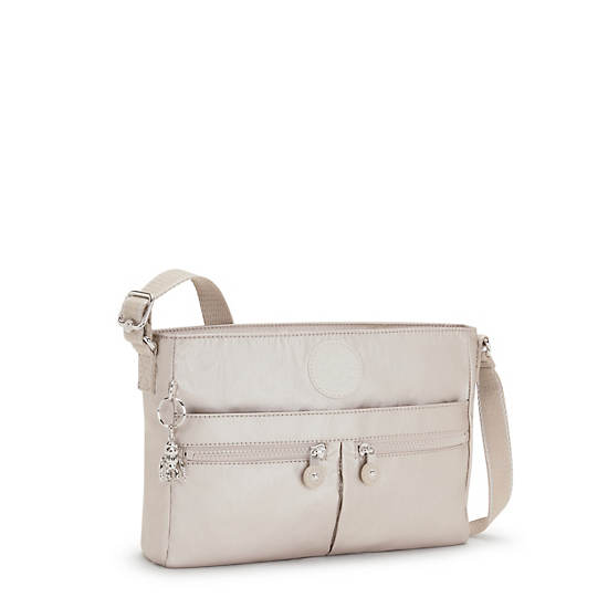 Kipling New Angie Metallic Crossbody Väska Beige | SE 2016PJ